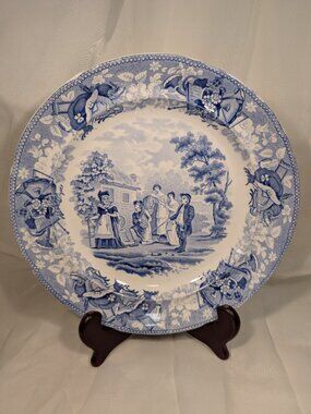 BLUE Transfer Plate  entitled THE DRAMA Circa 1815 - 1840's